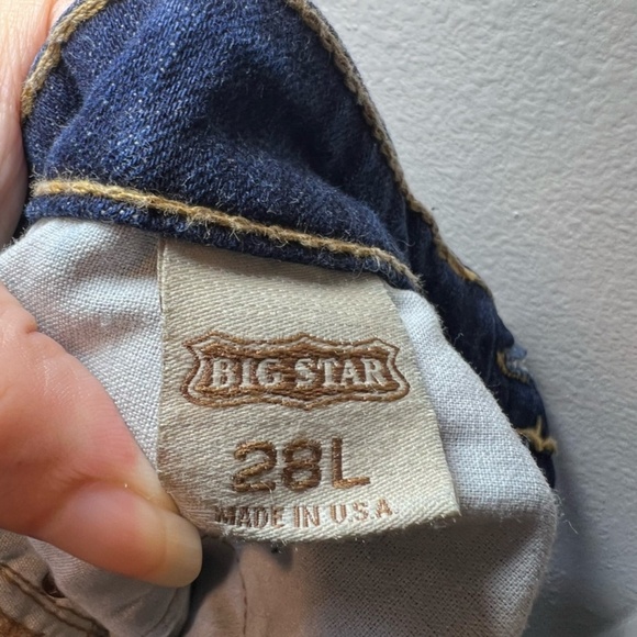 Big Star Casey Jeans Dark Blue Distressed Denim Ultra Low Rise Womens Sz 28 Long - Picture 16 of 16